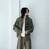 Denim Vintage Washed Double Pocket Boxy Shirt