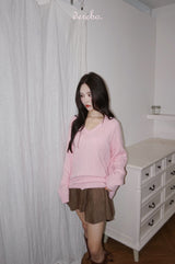 suede unbalanced brown mini skirt
