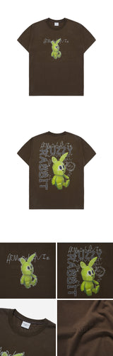 24FW レトロラビットショートスリーブTシャツ ブラウン