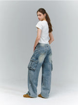 BTB : BLANK POCKET CARGO JEANS [BLUE CORE]