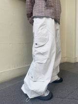 Unisex Creamy nylon multi cargo pants