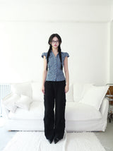 blue checkered shirt