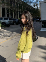 Cinnamon cable knit_olive