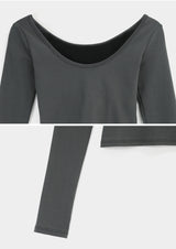 [MADE] イージーバックレス長袖Tシャツ ウィズビルトインキャップ