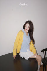 yellow wool lovely long-sleeved cardigan