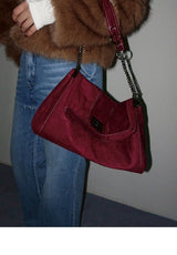 LOOK STITCH SUEDE CHAIN BAG (4COLORS!)