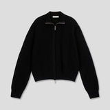 Fold crop knit zip up