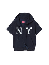 NY APLIQUE SS HOOD ZIP UP NAVY