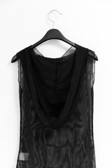 see-through hood sleeveless top(3colors)