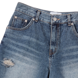 25SS ヘムラインデストロイドデニムショートパンツ ブルー