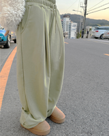 バタークリーム🥐🥖 🧈 ワイドストレートフリースプリーツリブトレーニングパンツ - 4 COLOR