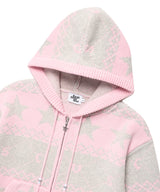 NORDIC KNIT ZIP UP HOODIE PINK(CV2FFUK680A)