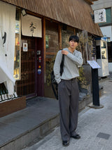 フィットヘンリーネックロングスリーブTシャツ