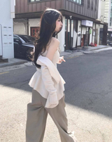 4シーズンマキシピンタックワイドスラックス ベルトセット