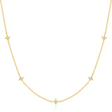Gold Star Station 925 Silver + 14k gold plating Necklace N061-04G