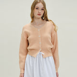 Y-Neck Hachi Sweater Cardigan Coral
