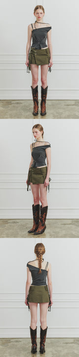 TINA BUCKLE CARGO SKIRT khaki