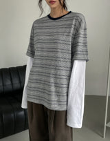 キンダー マルチストライプ レイヤード ロングスリーブ