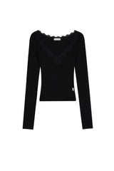 Camille Basic Lace Top, Black