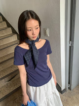 Kosel U-neck Side Shirring Short Sleeve Tee