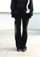 [ID] Layered Leather Bootcut Pants (Black)