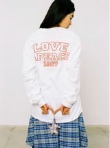 ラブ&ピース長袖Tシャツ - ホワイト