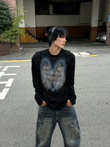 ハンドスプレーブラッシュ長袖Tシャツ