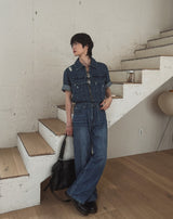 Ute Vintage Crop Short Sleeve Denim Jacket