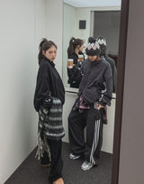Reverse fleece string track pants