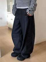 ノンフェードステッチバルーンワイドデニムパンツ