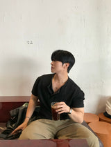 Thorpe layered henley neck short sleeve