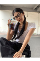クラシックドットUネッククロップ半袖Tシャツ