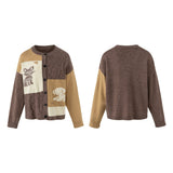 Preppy Animal Jacquard Knit Cardigan