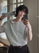 ロニースナップストライプ半袖Tシャツ