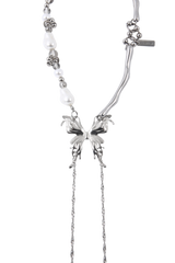 Silver pearl butterfly chocker