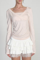 Vivienne Ballet Lace Top, Pink