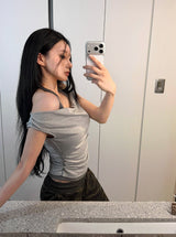 Soft Fit Layered Off-Shoulder Sleeveless