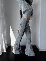 slim-fit bootcut track pants (2color)
