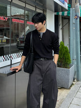 Ranne stripe pintuck curved pants