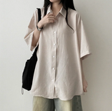 Lori Linen Oversized Fit Short Sleeve Shirt Shirt
