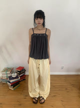 Micelle button balloon layered strap sleeveless