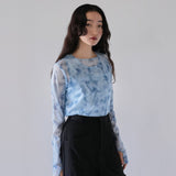 sheer marble layered tops