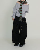 Kuro banding snap pocket wide fit washed pants