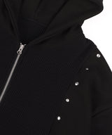 Waffle Stud Hood Zip-Up (Black) K25QA660