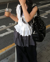 Dot cancan shirring skirt
