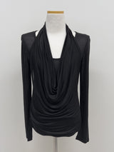 Shirred halterneck layered T-shirt