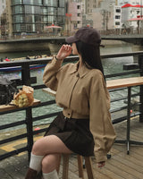 [Bellidmade/waist] クルミブルージーンズバンディングカラーネックジャケット