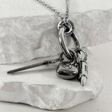 ss-Multi P circle keyring necklace_silver