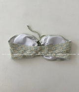 Flower embroidered tube top bikini