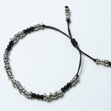black & antique silver beads bracelet